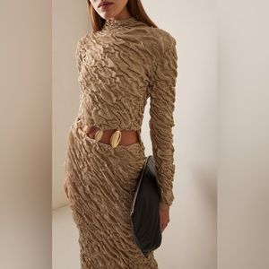 Jonathan Simkjai Karissa cut-out detail midi dress , GOLD MESH, SZ Vario…